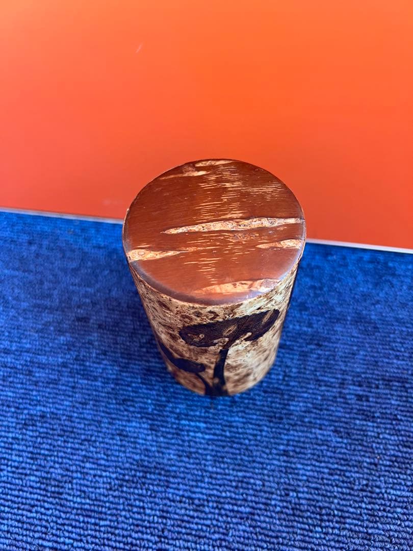 1242  桜皮細工  茶筒  木地　本けやき