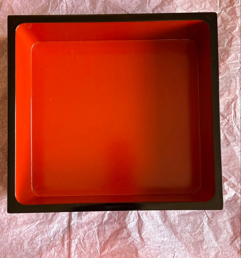 輪島塗 三段重箱 内朱 木箱入り 未使用 蔵整理 松竹梅