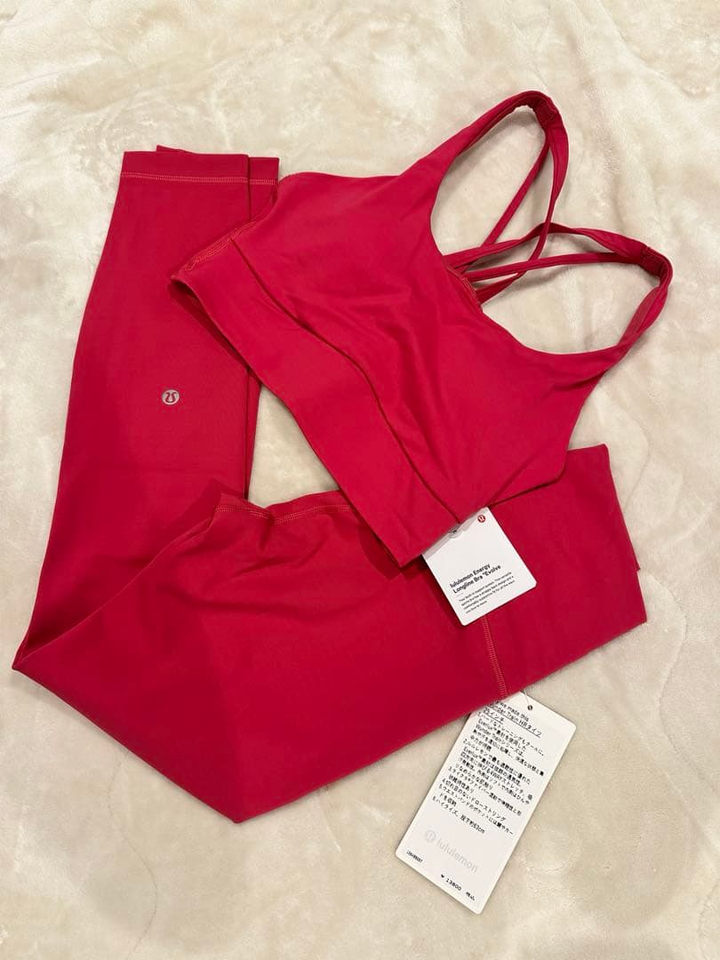 ルルレモン レギンス&ブラトップセット ピンク 新品 タグ付き