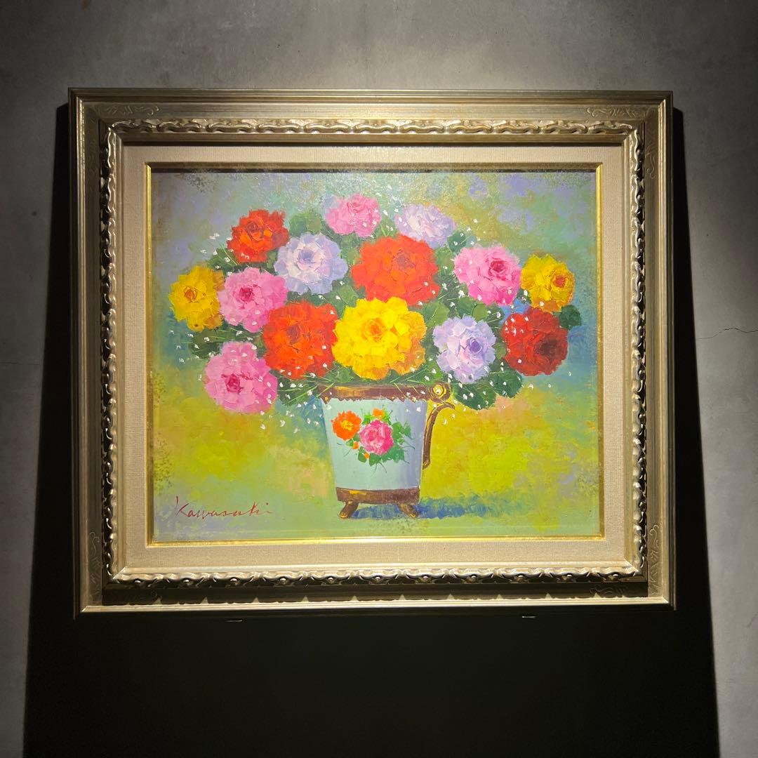 美品　肉質画　河崎久二　薔薇