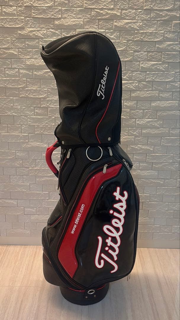 タイトリスト キャディバッグ ホワイト レッド　ブラック ゴルフ 刺繍