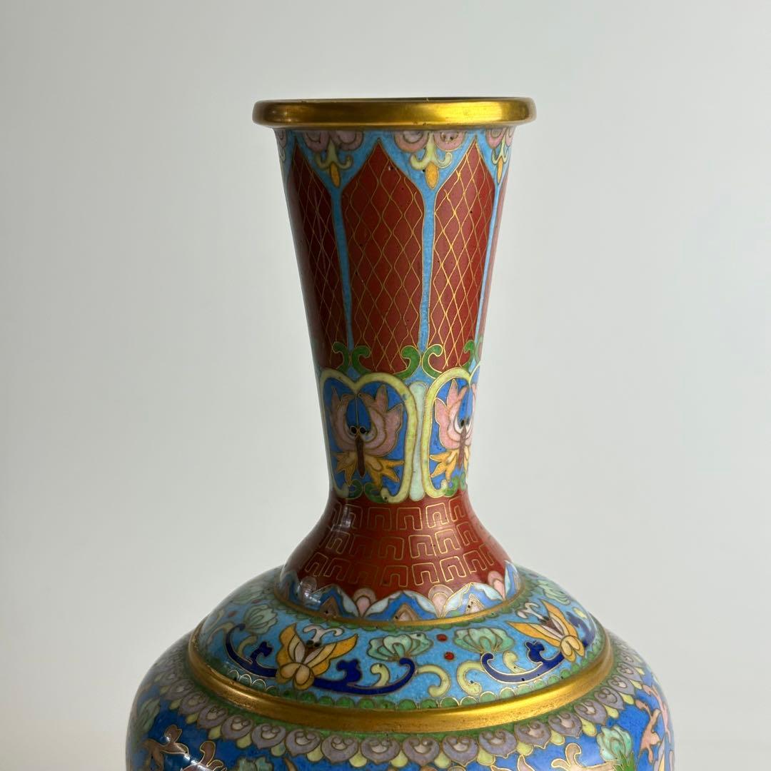 中国 古美術 花器 花入 花瓶 七宝焼 景泰藍