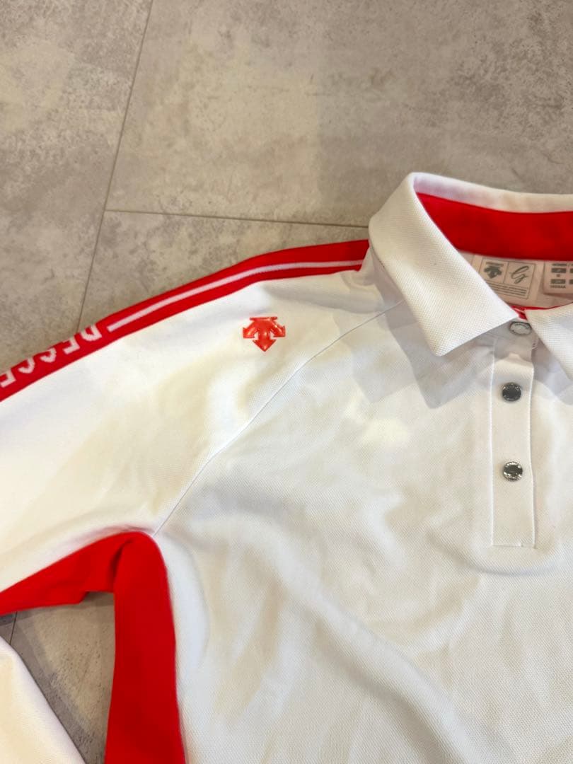 デサント　ゴルフ　レディース長袖ポロシャツ ホワイト/レッド M