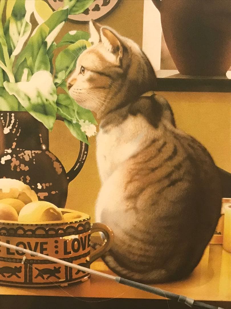 村松誠　「猫」　リトグラフ　直筆サイン・落款・エディション有り