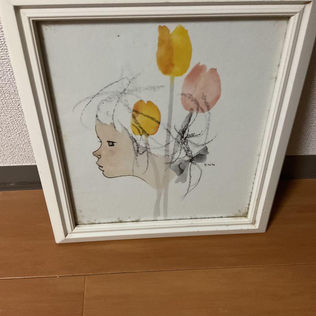 岩崎千尋 色紙複製画 色紙用木枠額装 前面ガラス仕様