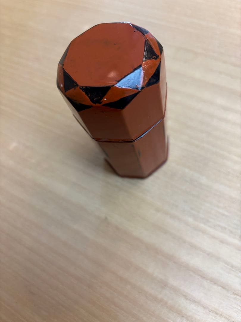 茶道具　乾漆　根来　八角　莨入　中川正斉作