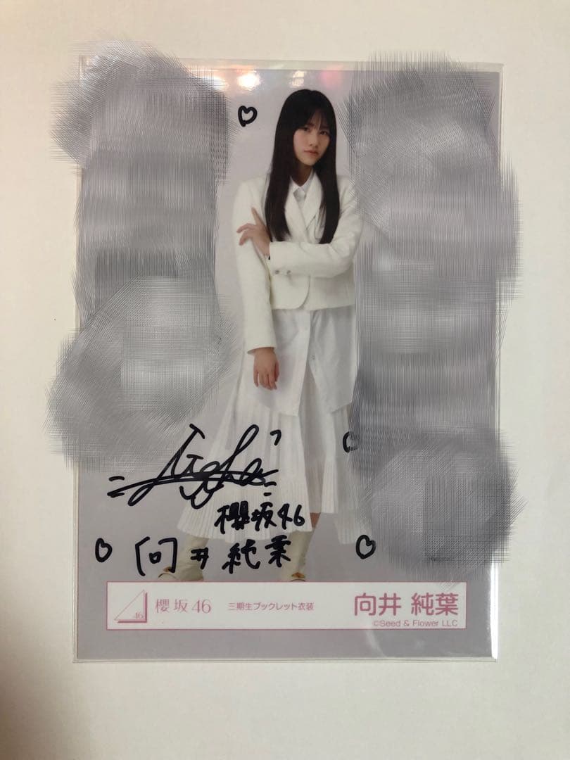 櫻坂46 向井純葉 生写真 直筆サイン 三期生ブックレット衣装 ヒキ(おまけ付)