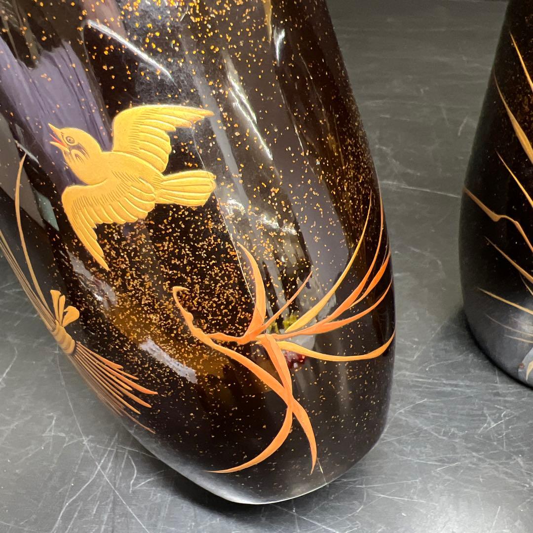 時代　極上手　蒔絵酒瓶子一対　木箱付　高さ約21㎝　東Y7-1125☆2Fトコニ