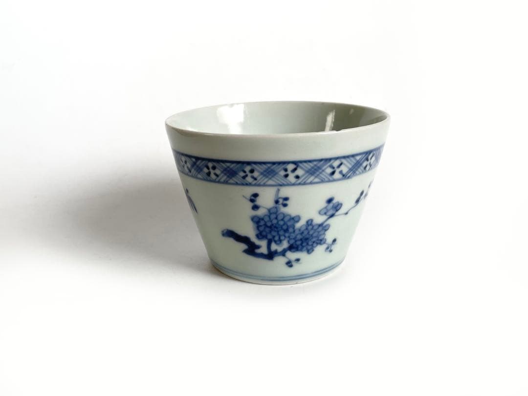 骨董　アンティーク　藍柿右衛門　染付　松竹梅図　蕎麦猪口　渦福銘