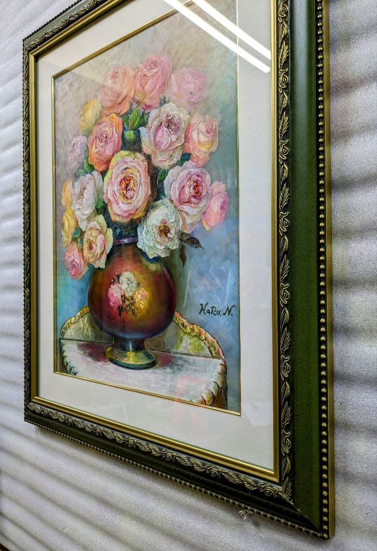 画家haru☆油彩画F６号特寸☆薔薇☆真作☆原画★一点物☆
