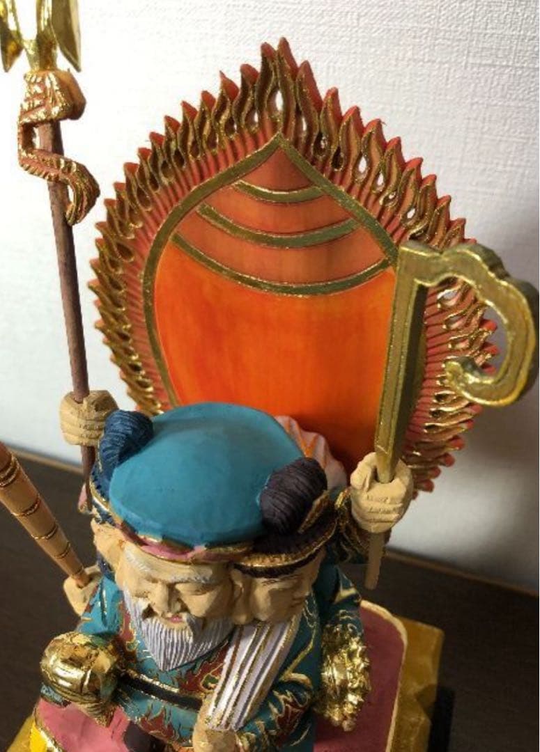 三面大黒天　仏像木彫り 桧木　新品 22cm