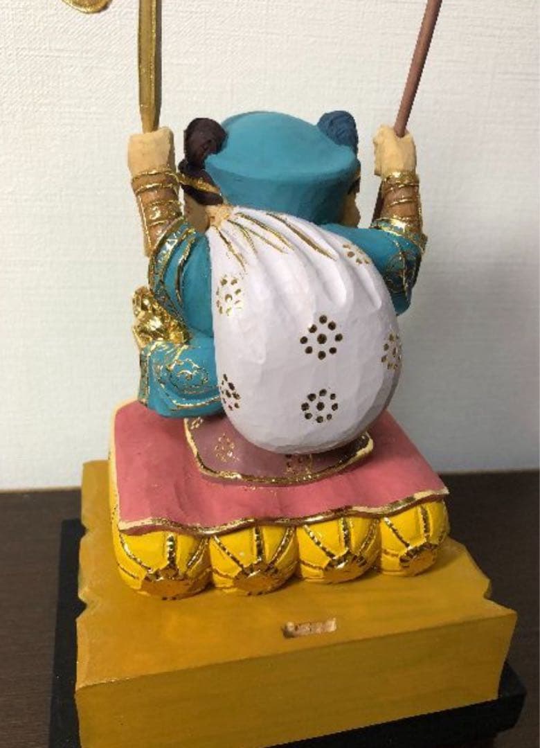 三面大黒天　仏像木彫り 桧木　新品 22cm