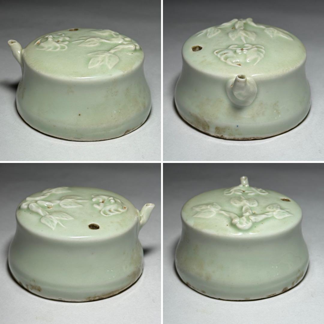 ◆李朝 白磁浮彫水滴 蟹紋 書道具 古玩 文房四宝 朝鮮古陶磁 朝鮮美術◆