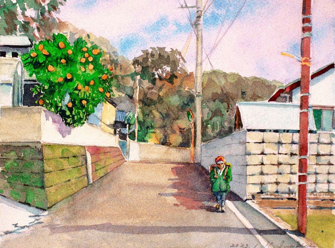 水彩画 風景 2023年 原画 F6サイズ 額縁付き