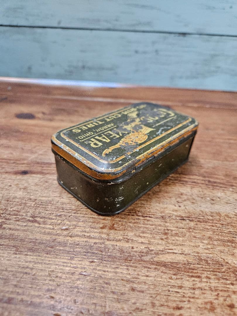 USAアンティーク GOODYEAR 古いブリキ缶 ケース アメリカヴィンテージ