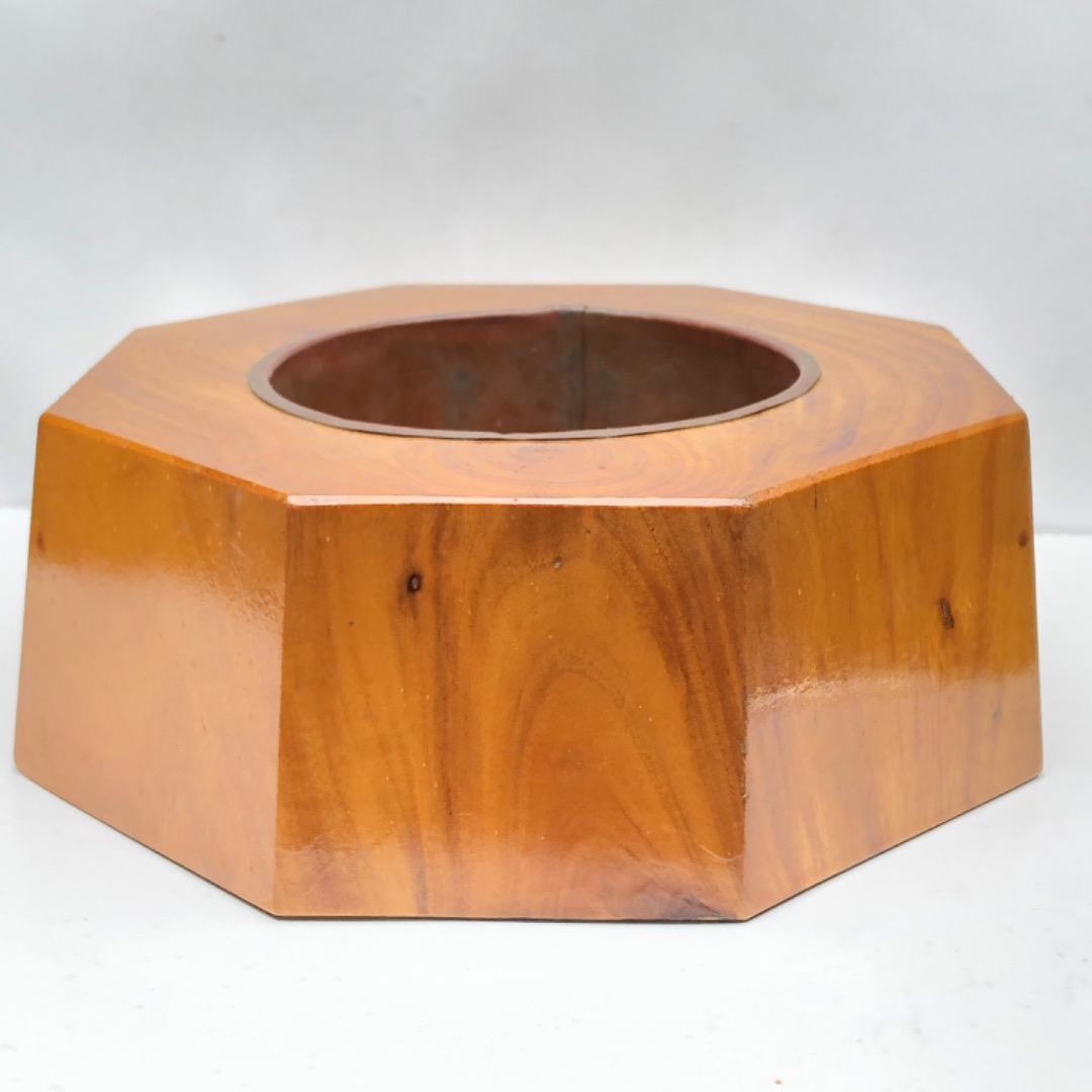 古民具　卓上火鉢　木製 八角形 小型　茶道