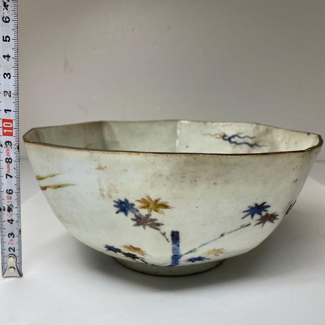 専用　江戸中期　柿右衛門八角鉢　幅約21.5㎝　東Y7-0312③タカチ