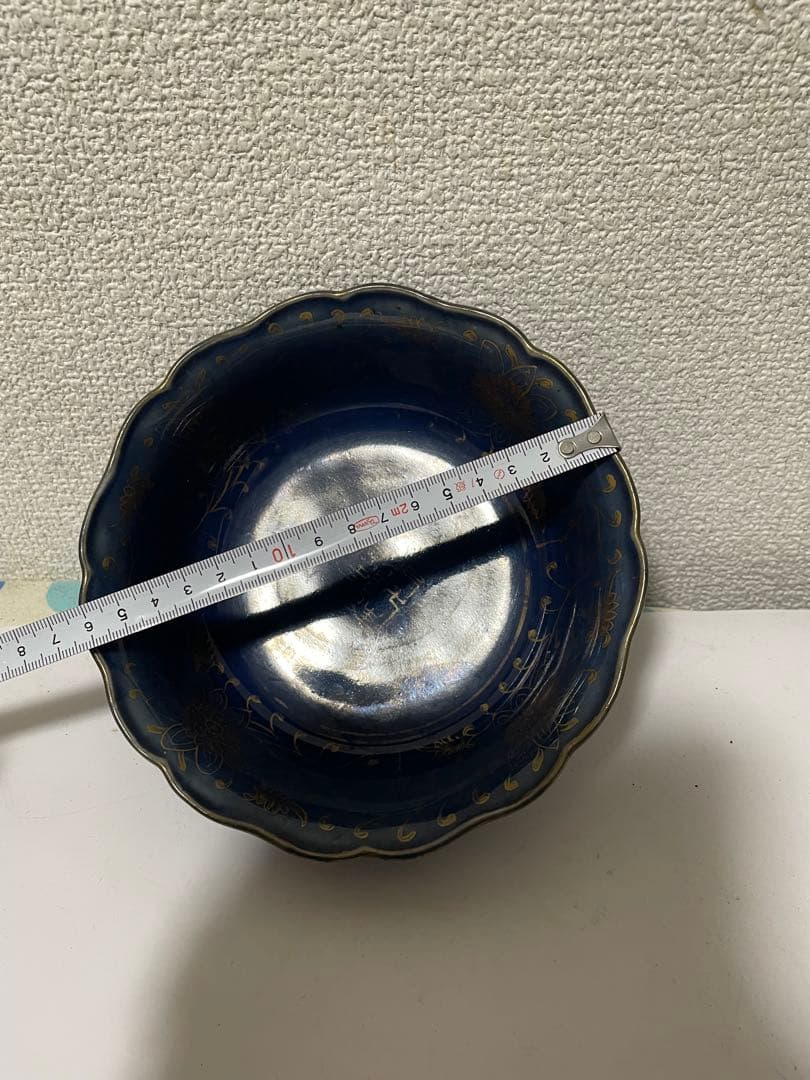 中国古美術　清時代霁蓝釉茶碗