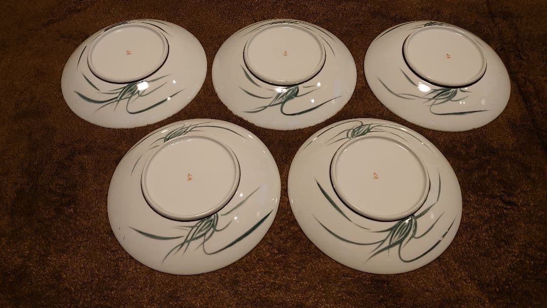 古九谷　九谷焼　金襴手　中皿　菓子皿　３６歌仙　５客