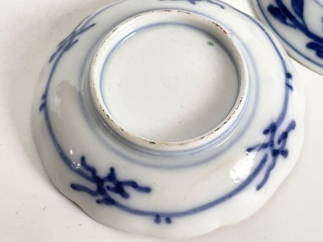 骨董　アンティーク　豆皿　手塩皿　2枚　金襴手　色絵　梅松　大明嘉靖年製