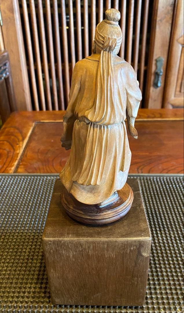 台湾木彫彫刻　福禄寿/仙人 鑑賞台座付 ヴィンテージ　レア 中国　台湾茶器