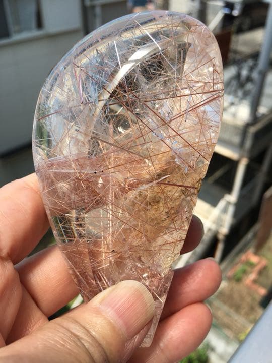 水晶 希少ピンク針入り水晶