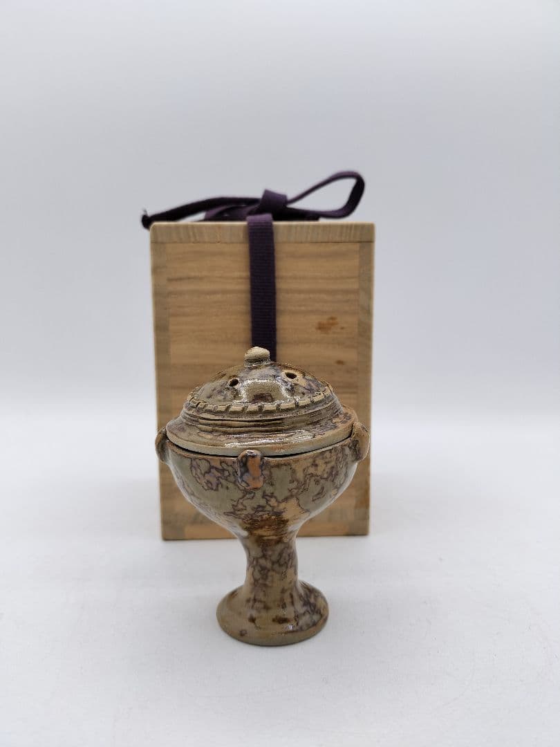 c836 蓋置 火屋香炉 遠州七窯志戸呂焼 白幡鳳悦 木箱 茶道具 古物