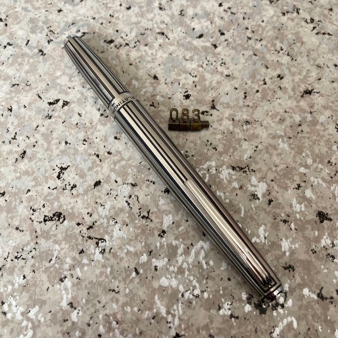 #083 オーバーホール済み 万年筆 プラチナ PLATINUM 蝕刻 14k