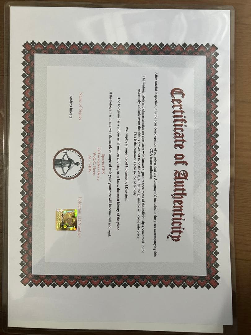 イニエスタ サイン入り写真 FCバルセロナ