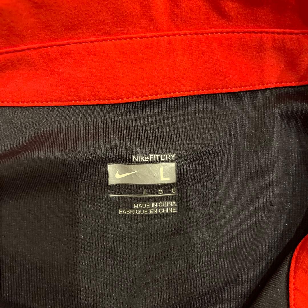 フェデラー着用Nike ポロシャツ Lサイズ 黒/赤 Nike FIT DRY
