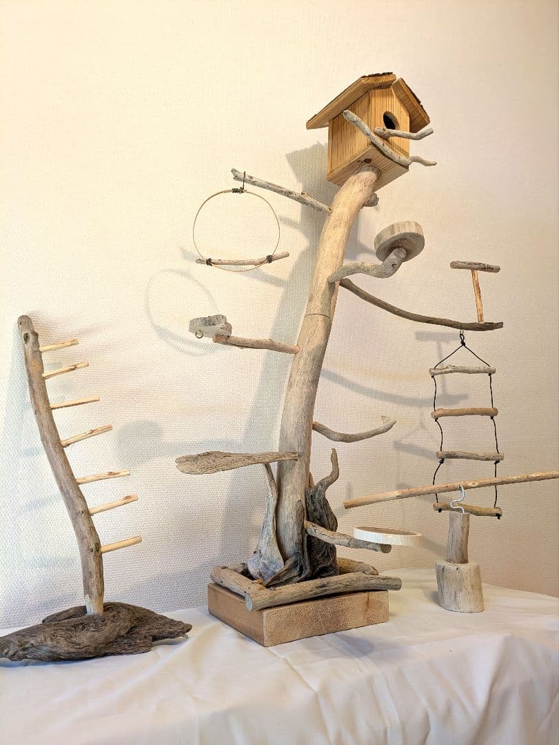 バードジム バードアスレチック 木製鳥止まり木 鳥小屋付き