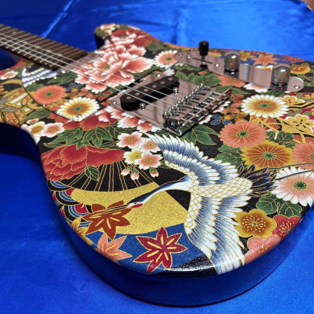 ❤️No,113❤️国産和柄 百花舞鶴 テレキャスター エレキギター