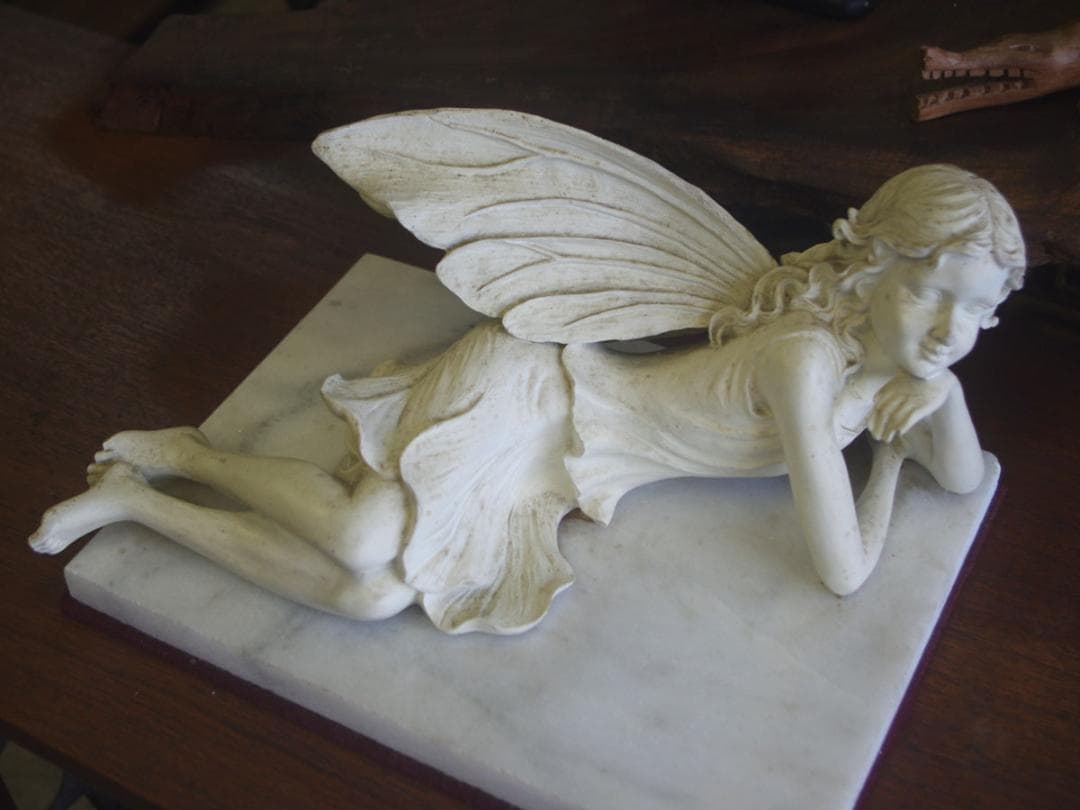 英国 妖精 フェアリー 彫像 ビンテージ 大理石調