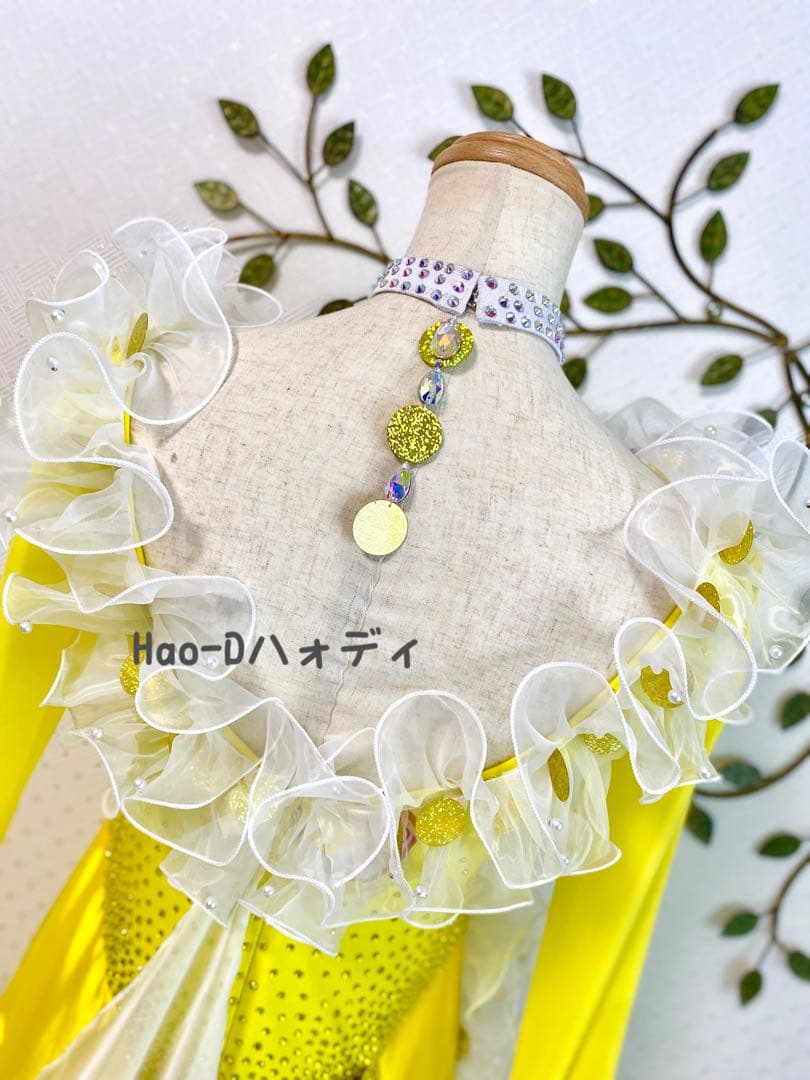 新品同様★ドレス★フリル★白黄グラデーション★社交ダンス