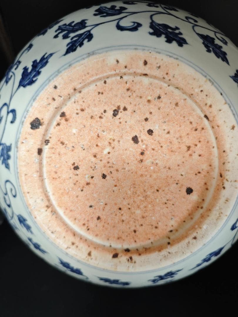 明時代　染付青花吉祥花紋天球瓶(B-19)