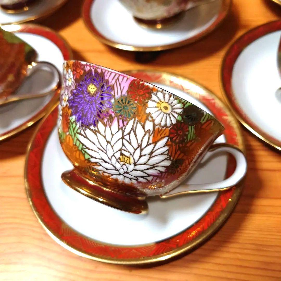 九谷焼 九谷祥隆 花詰 ティーカップ＆ソーサー 6客セット