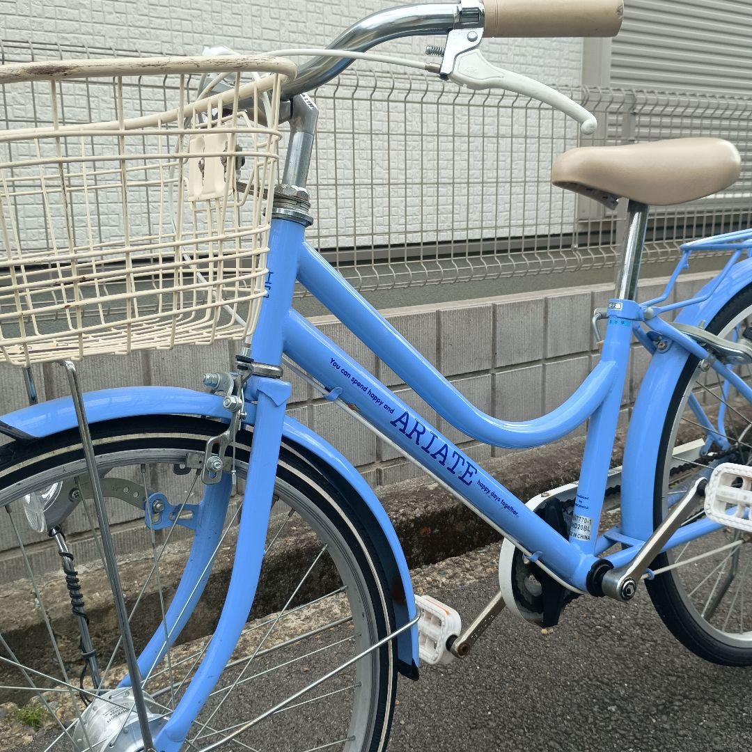 【手渡し限定】ARIATE 青色 子供用自転車 前カゴ付き　22インチ