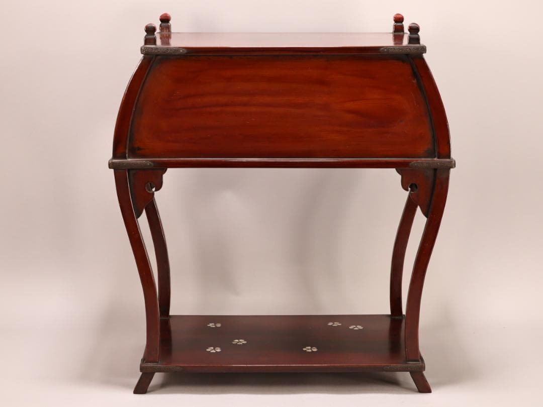 BK431　時代唐木　木製漆器　器局　螺鈿細工扉　雲意匠金具　煎茶道具