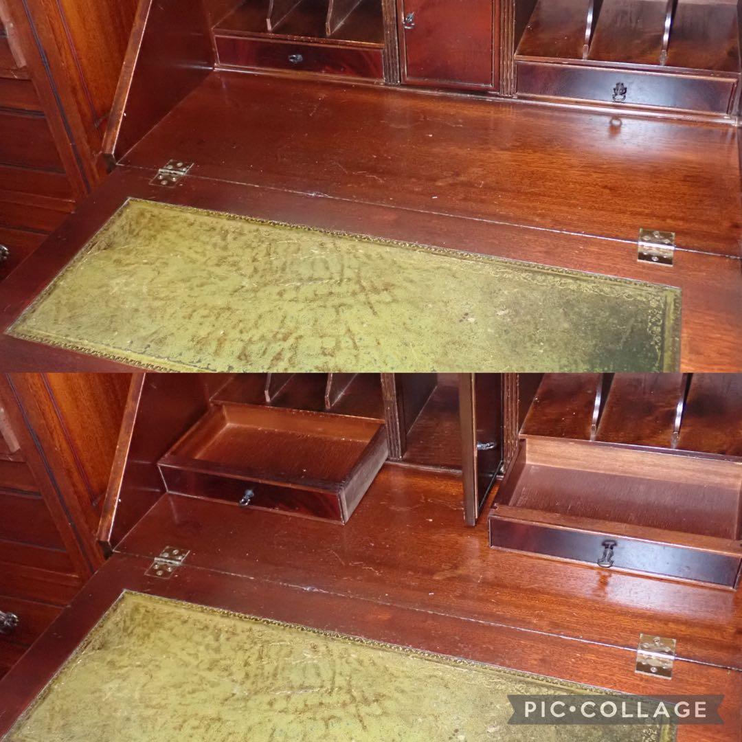 英国 1950年 ライティングビューロー マホガニー 鍵付き アンティークデスク