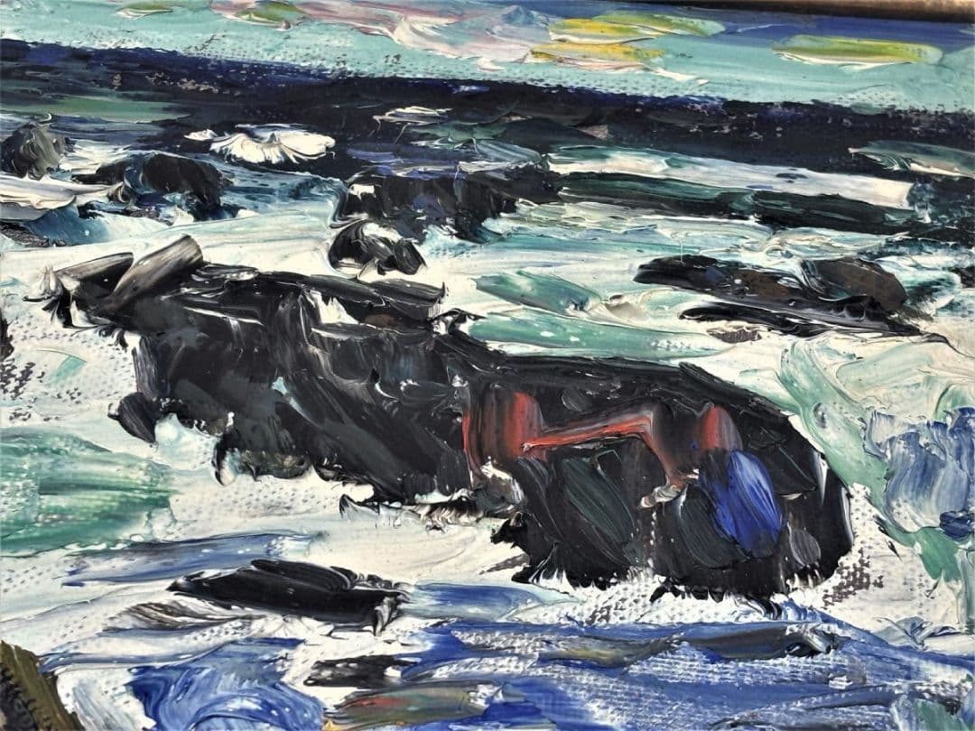 【真作】 小林和作 「海」 アトリエにて直接購入品 油絵 油彩 4号