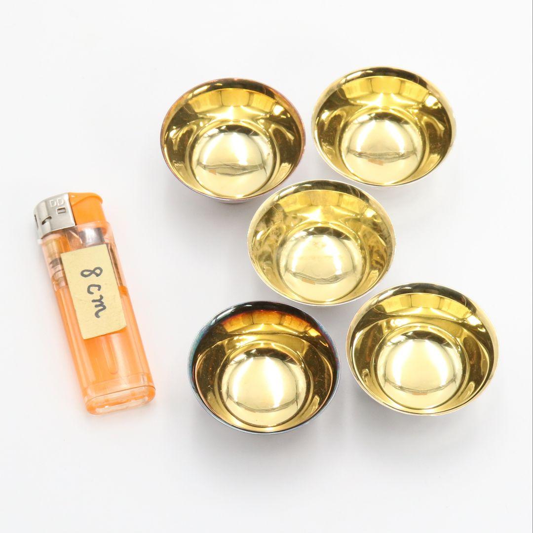 純銀製 御盃 五客 槌目 内鍍金 純銀刻印有 約91g　V393　Z1