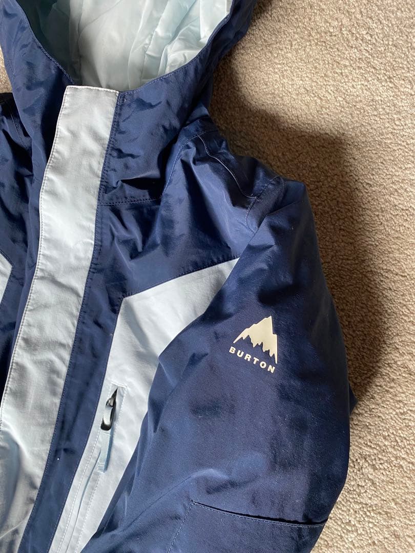 Kids BURTON XL スノーボードウェア フード付き　水色/ネイビー