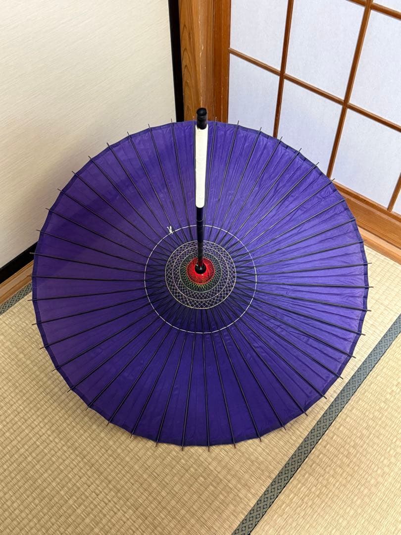 蛇の目傘　番傘　絹　シルク　紺　和傘　傘　二段継　舞踊　大衆演劇　着物　撮影