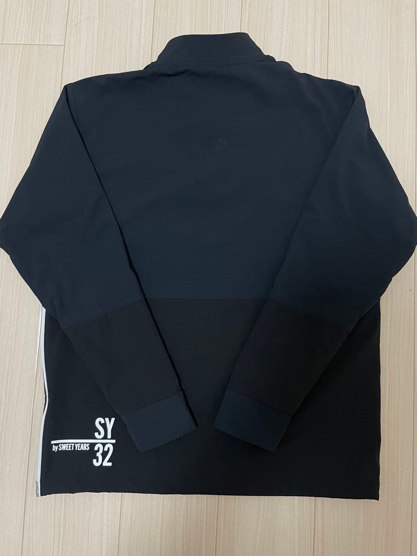 【美品】SY32 GOLF ハーフジップ L 黒 裏起毛 防風 ストレッチ