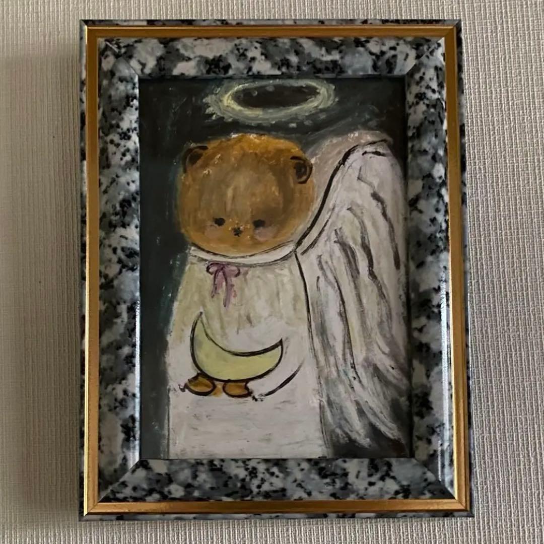 絵画。原画【A bear angel holds the moon】