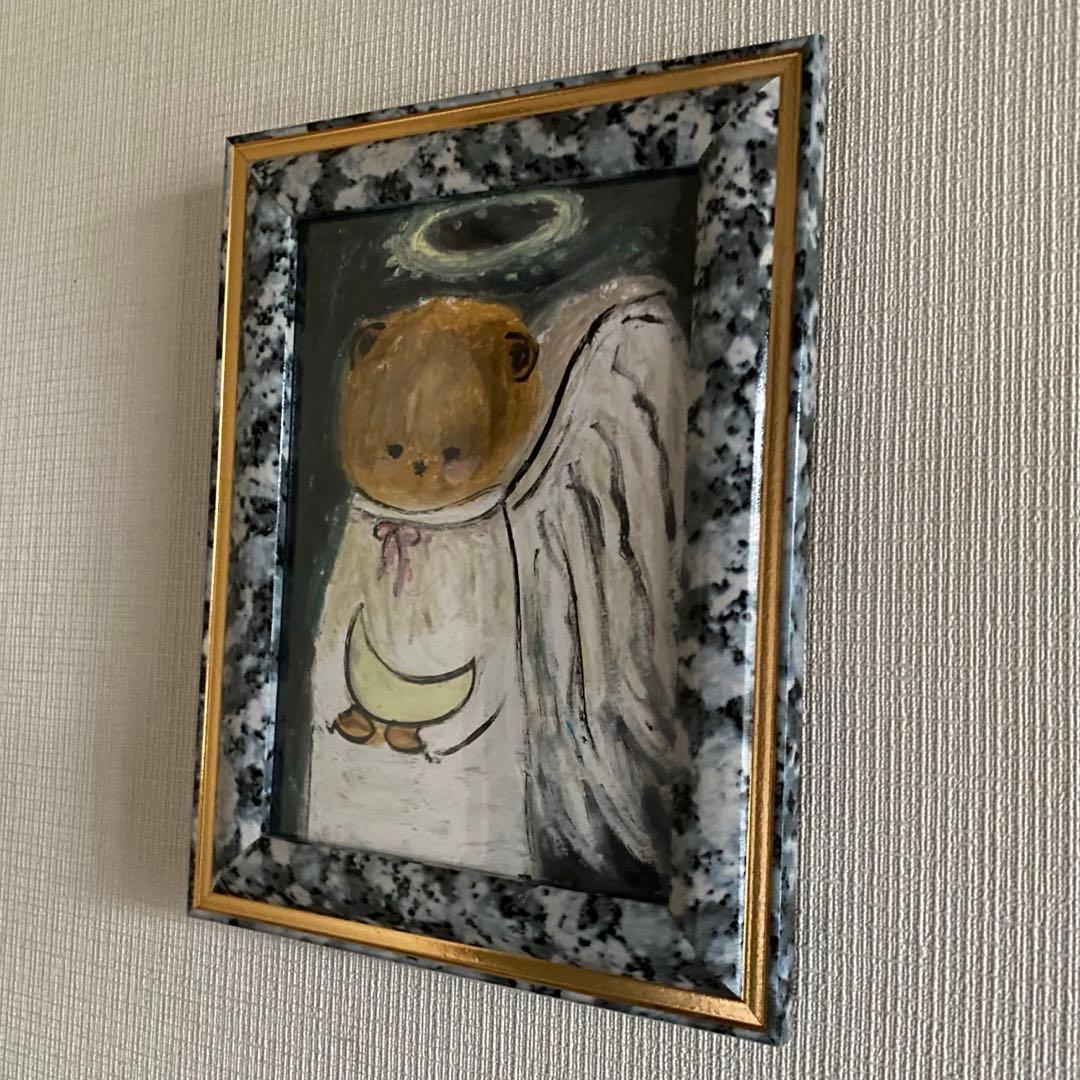 絵画。原画【A bear angel holds the moon】