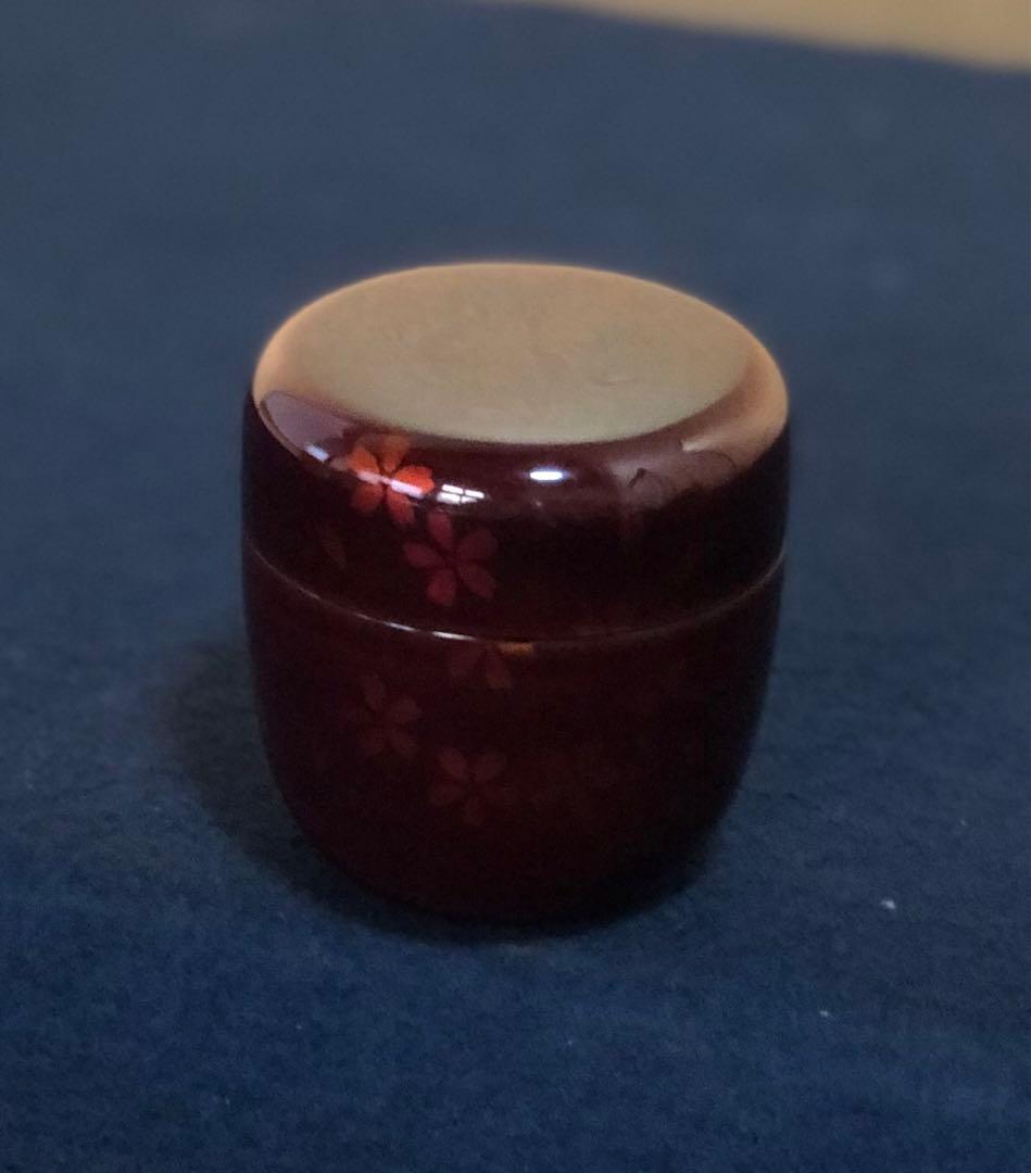 《R》茶道具 夜桜蒔絵 中棗 中村湖彩 共箱 元箱　260116き4