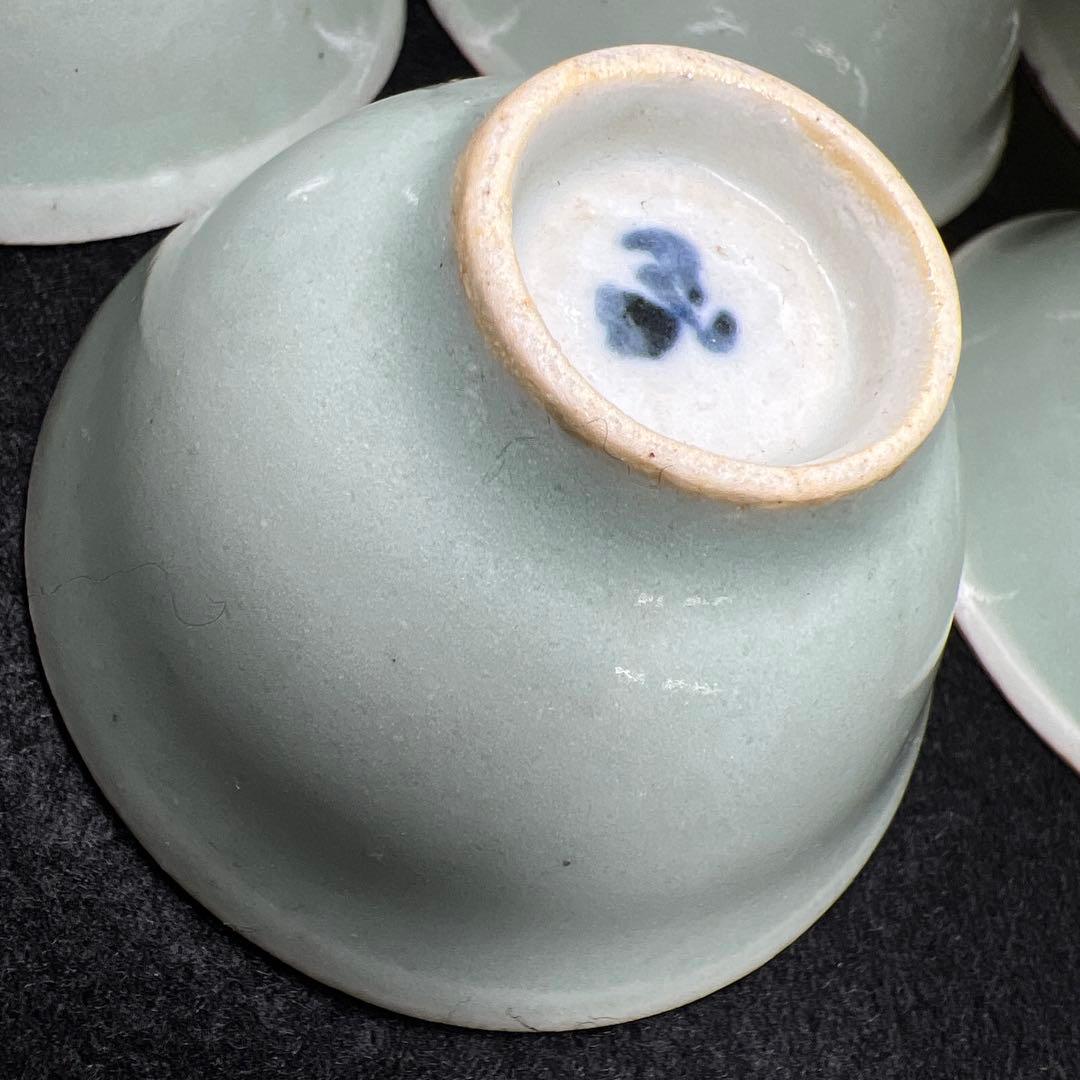 中国清朝時代　南京青磁煎茶碗10客　口径約6.5㎝　東Y7-1208☆2Fトコオ