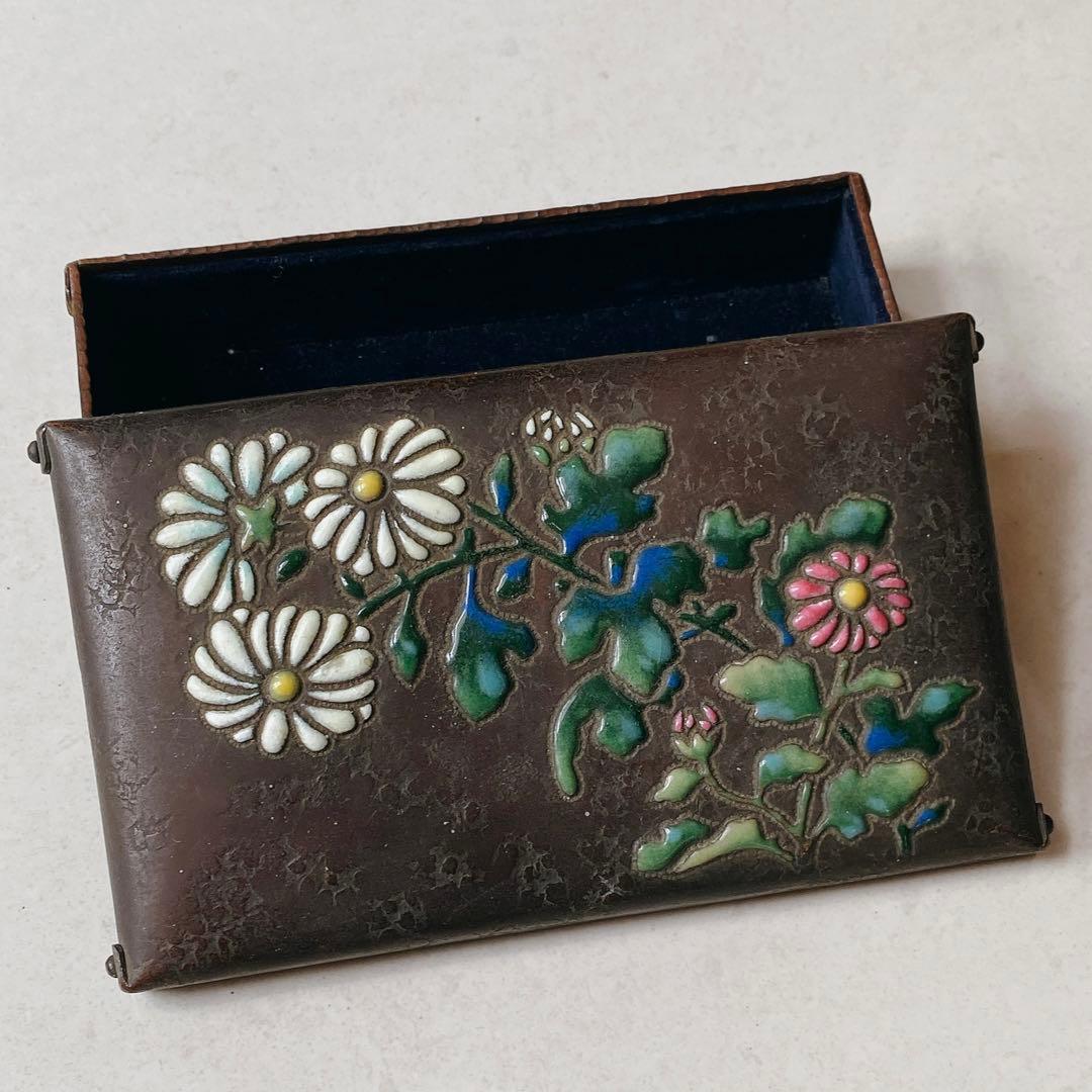 七宝焼　箱　銅製　アンティーク