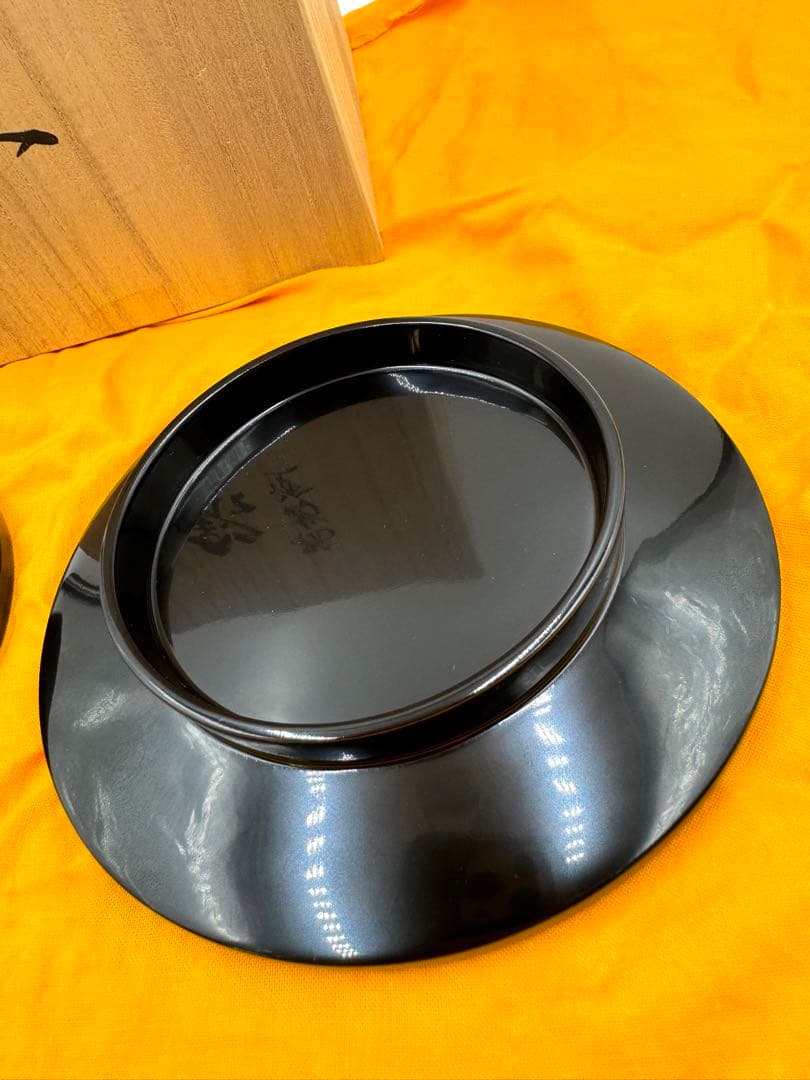 033輪島塗　銘々皿　鮓井漆器店謹製　2枚セット　未使用品　共箱　共布